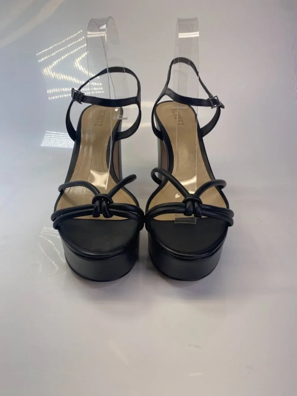 Schutz Kelsie Womens Black Platform Strappy Heel Sandal Sz 10